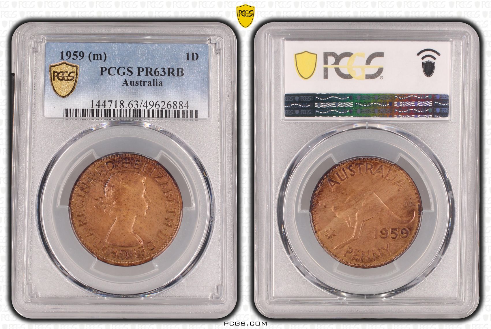 Elizabeth II, One Penny, 1959, PCGS PR63RB