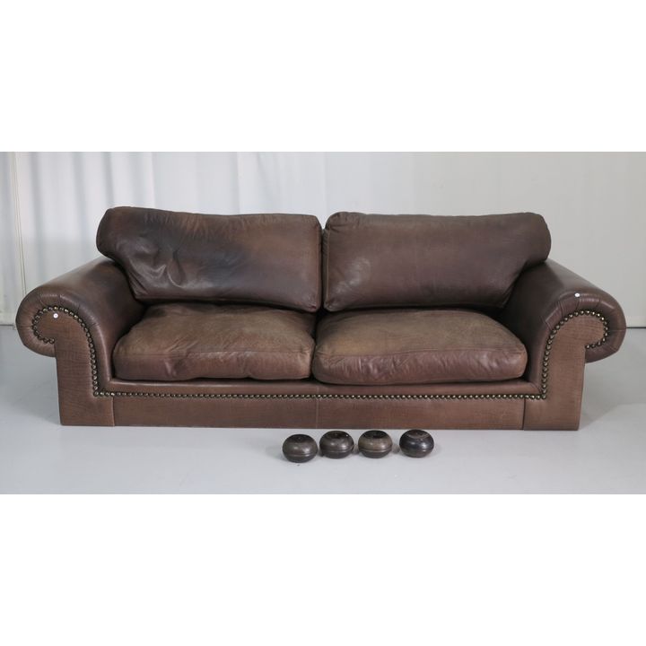 CORICRAFT LEATHER UPHOLSTERED SOFA