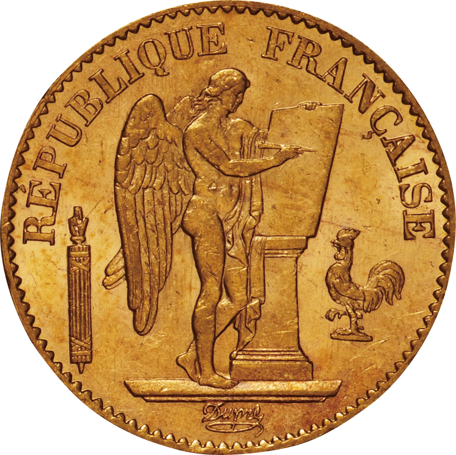 フランス-France. UNC. Gold. 20フラン(Franc). エンゼル図 20フラン 