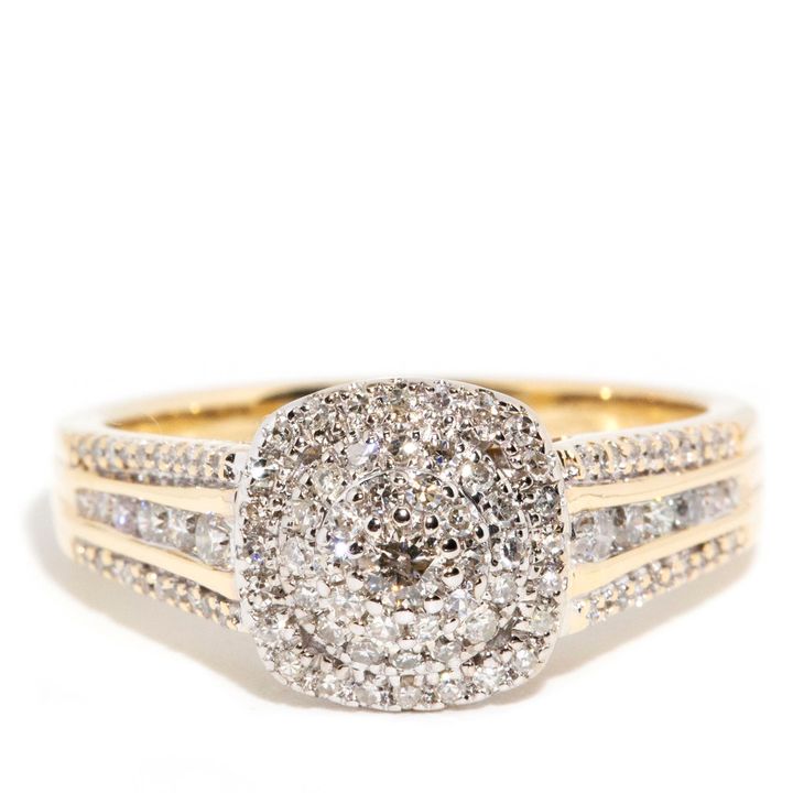 9 Carat Gold Diamond Cluster Ring,
