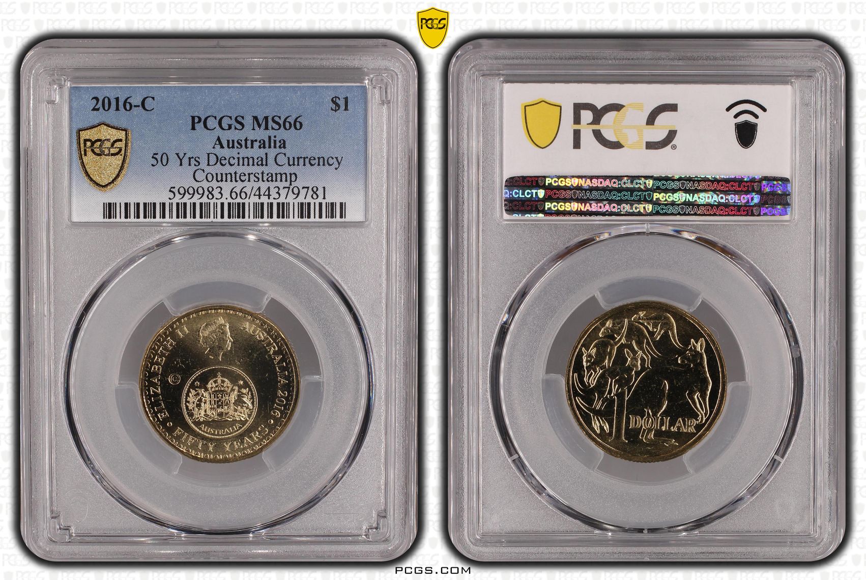 421 · Elizabeth II, 50 Yrs Decimal Currency, One Dollar, 2016-C, PCGS MS66