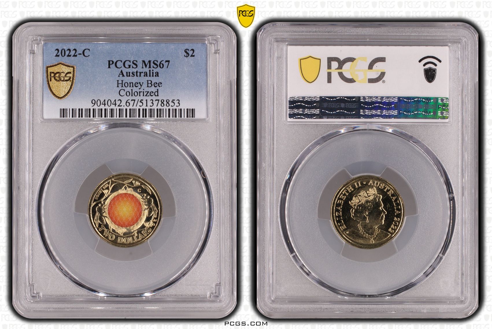 Honey Bee Colorized, Two Dollar, 2022-C, PCGS MS67