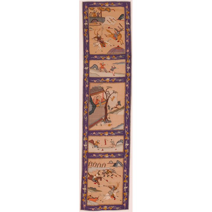 Chinese Kesi Silk Five Medallion Panel