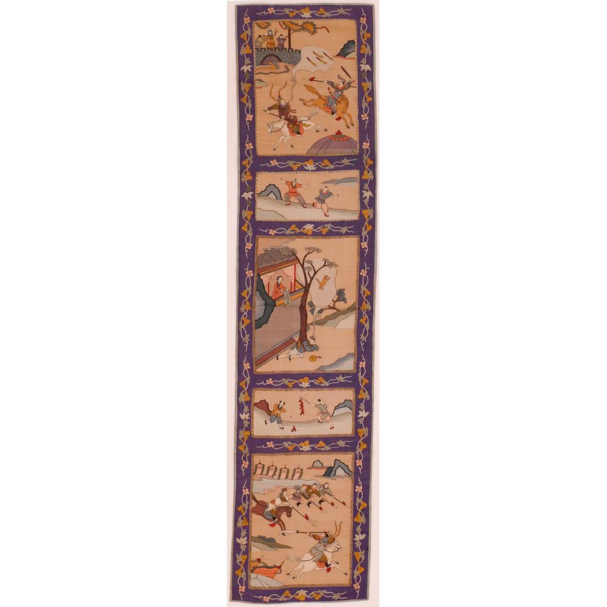 Chinese Kesi Silk Five Medallion Panel