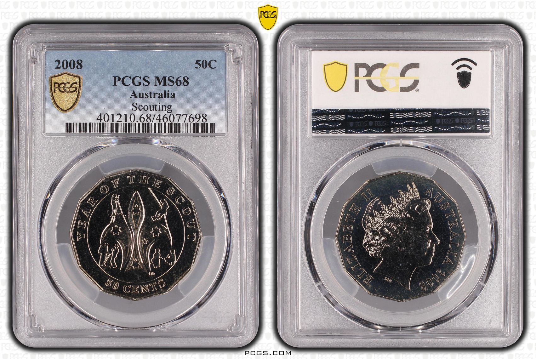 2008 Australia Fifty Cent, 50c Scouting PCGS - MS68 -698