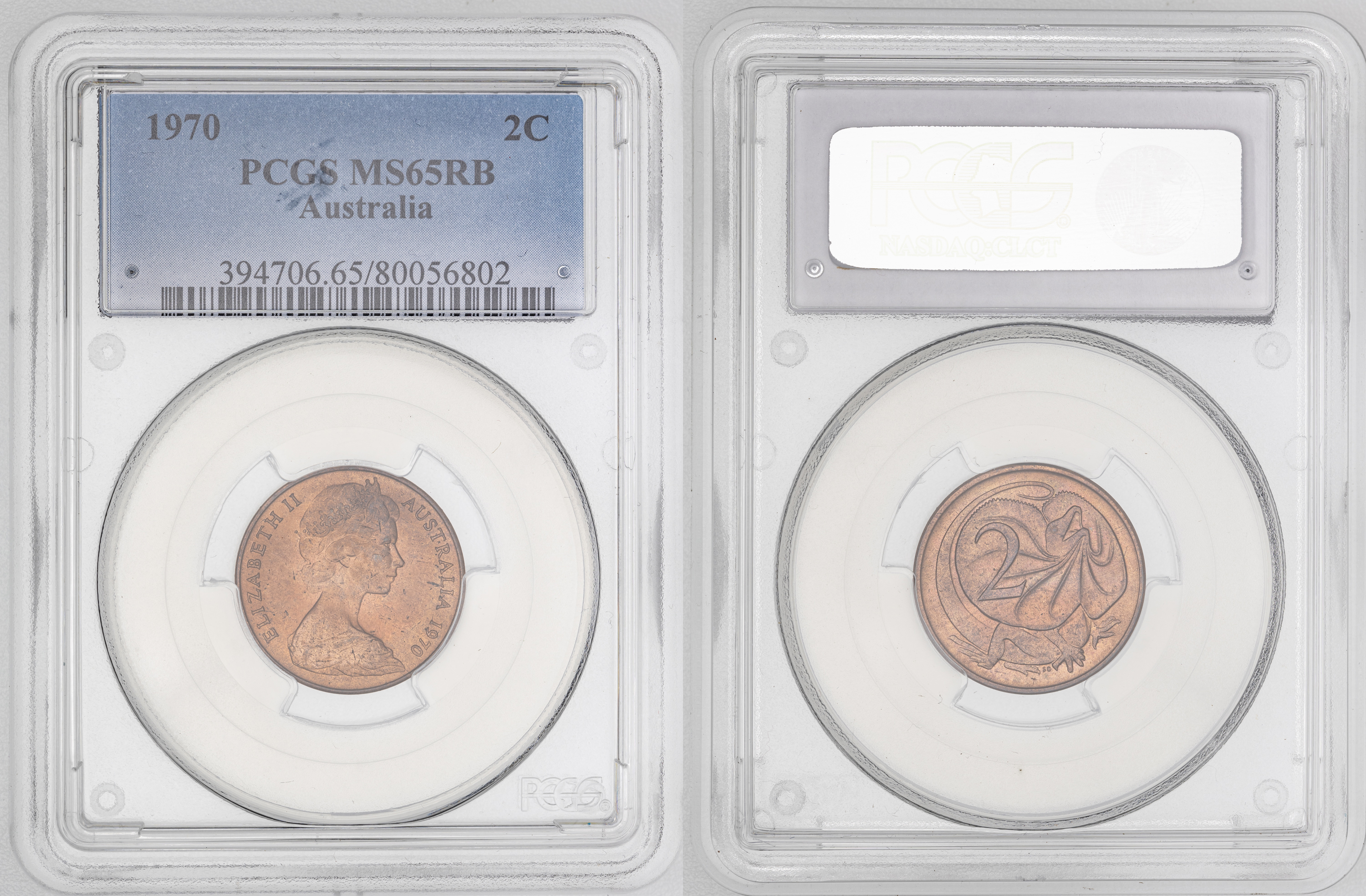 112 · Elizabeth II,   POP 3/0, Two Cent, 1970, PCGS MS65RB