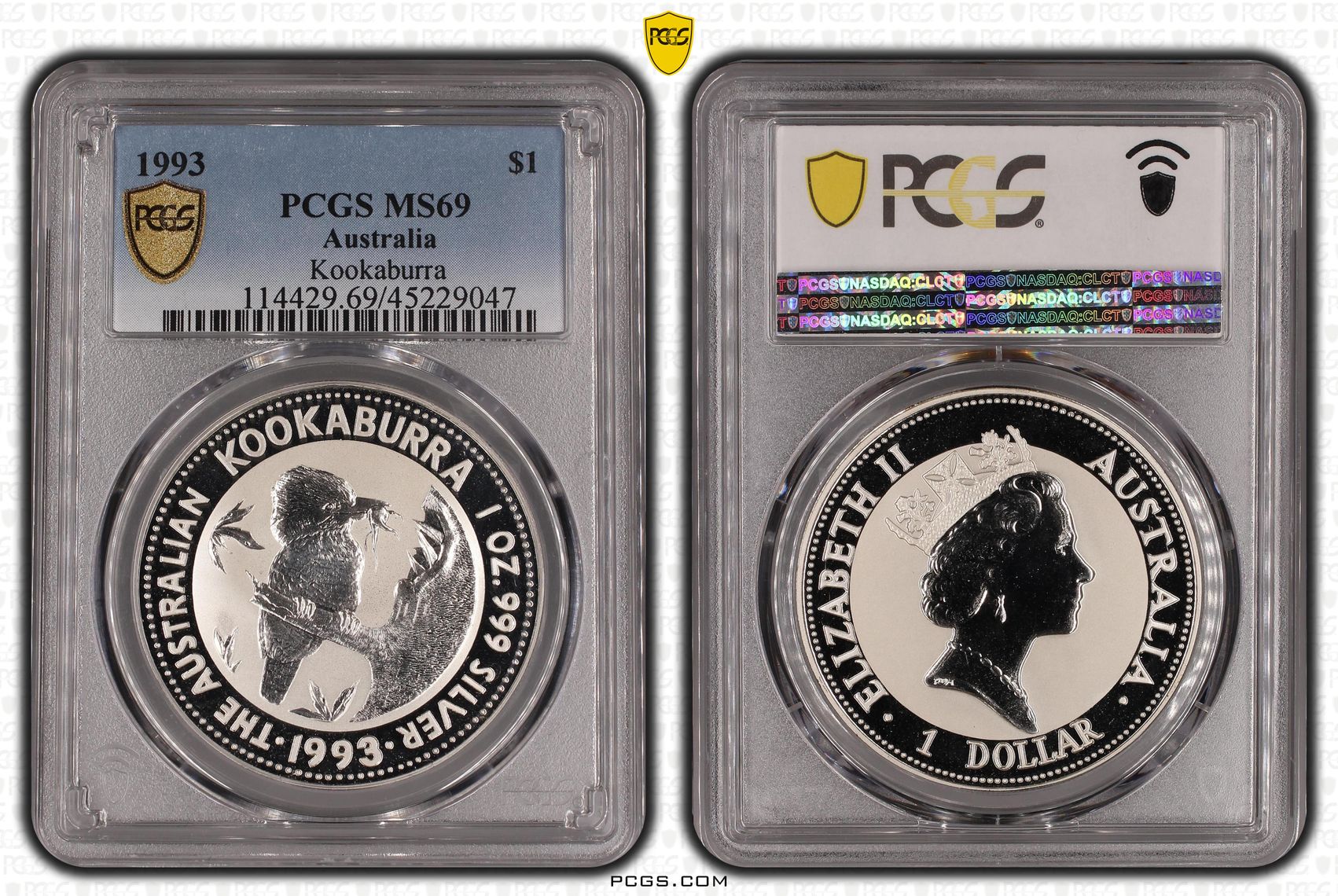 1993 Australia One Dollar, $1 Kookaburra PCGS - MS69 -047