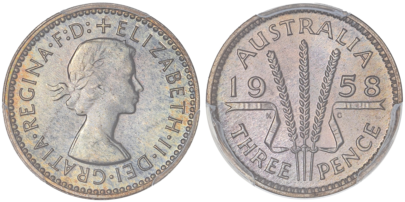 Elizabeth II, Threepence, 1958, PCGS PR67