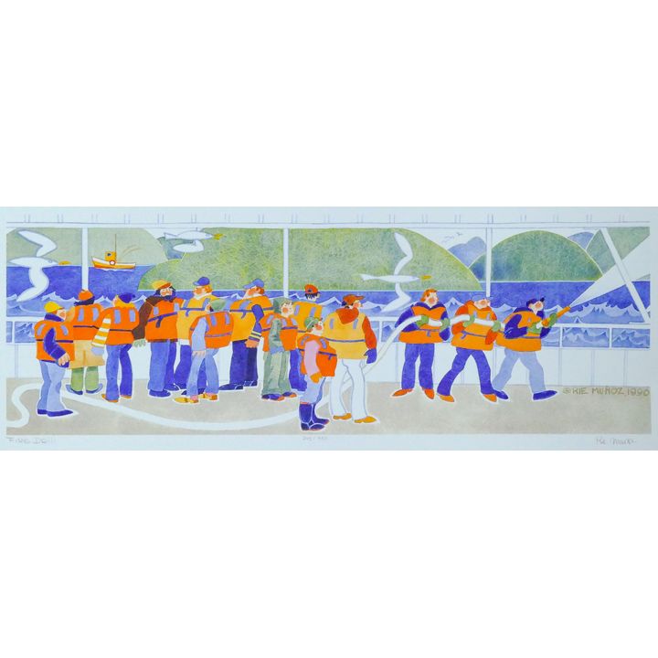 Rie Munoz ''Fire Drill'' 1996 Signed Print