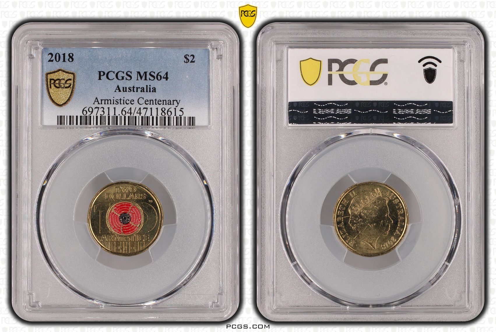 Armistice Centenary Colorized, Two Dollar, 2018, PCGS MS64