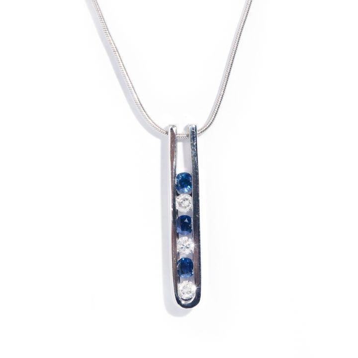 Sapphire & Diamond 14 Carat Gold Pendant & Chain