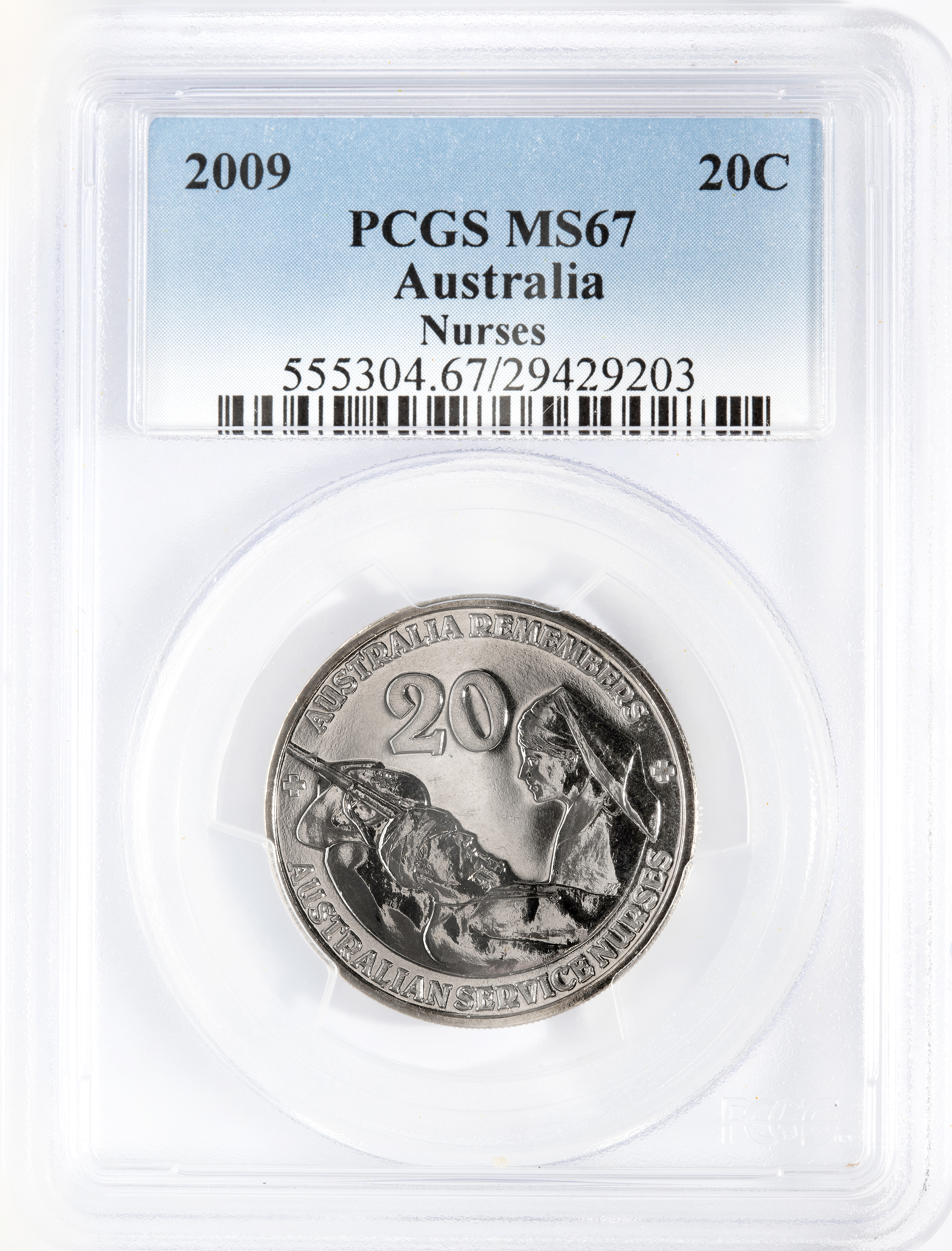 Nurses, Twenty Cent, 2009, PCGS MS67