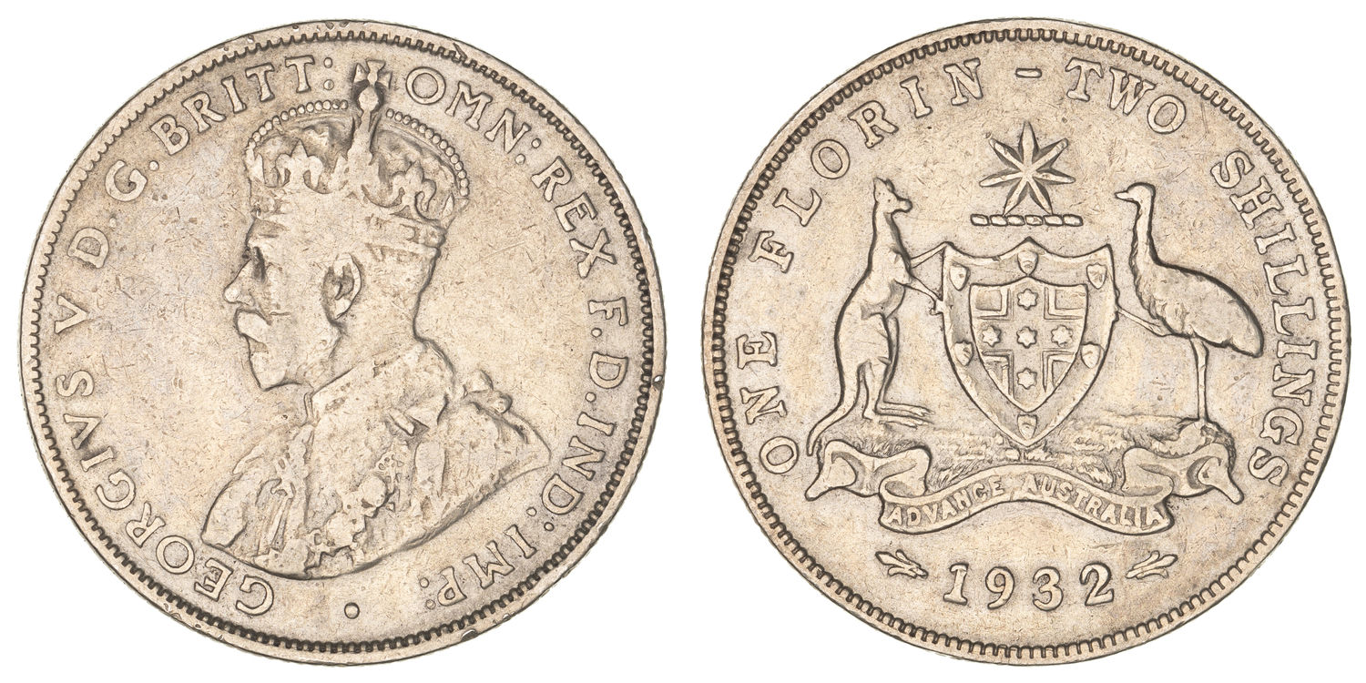George V, Florin, 1932, VG