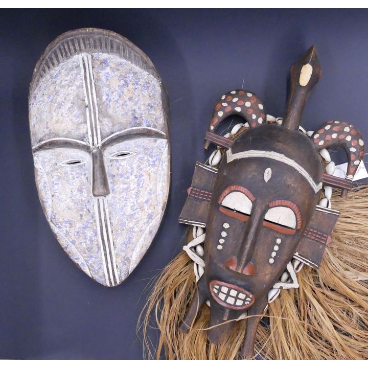 2pc African Wood Wall Masks- 12-15''