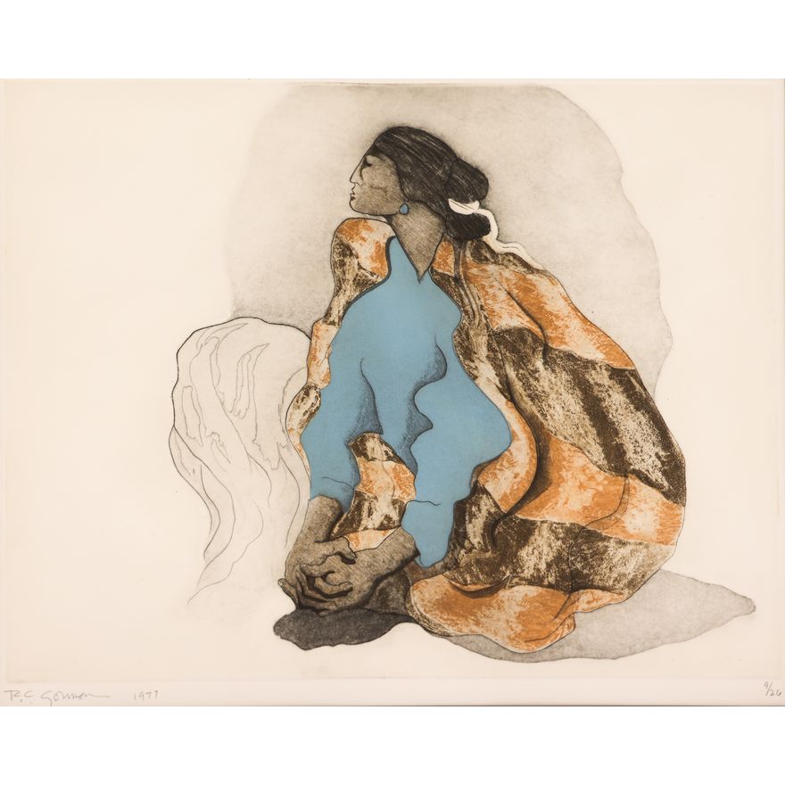 R.C. Gorman ''Navajo Woman'' 1977 Etching