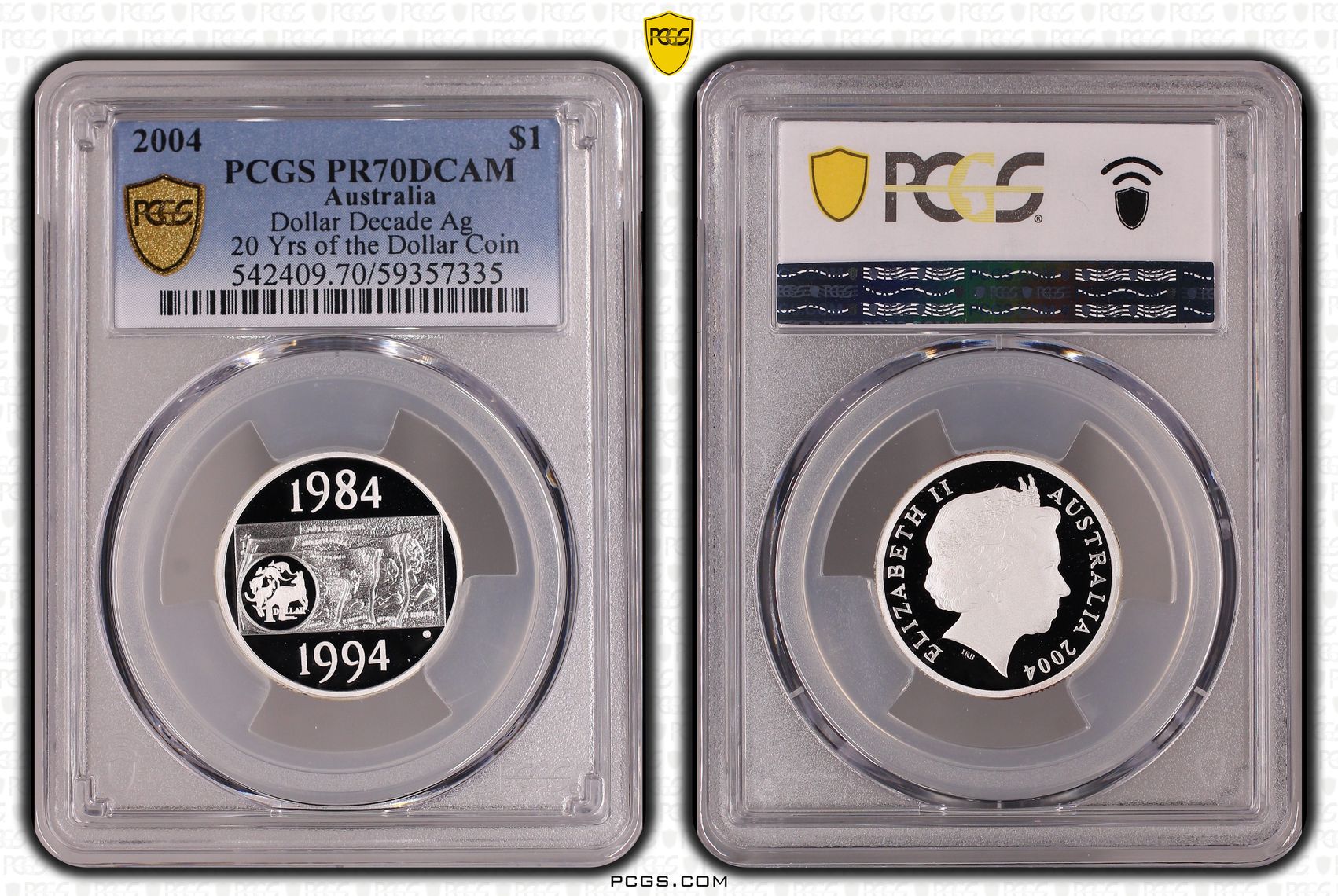 Elizabeth II, Dollar Decade Silver 20 Yrs of the Dollar Coin, One Dollar, 2004, PCGS PR70DCAM