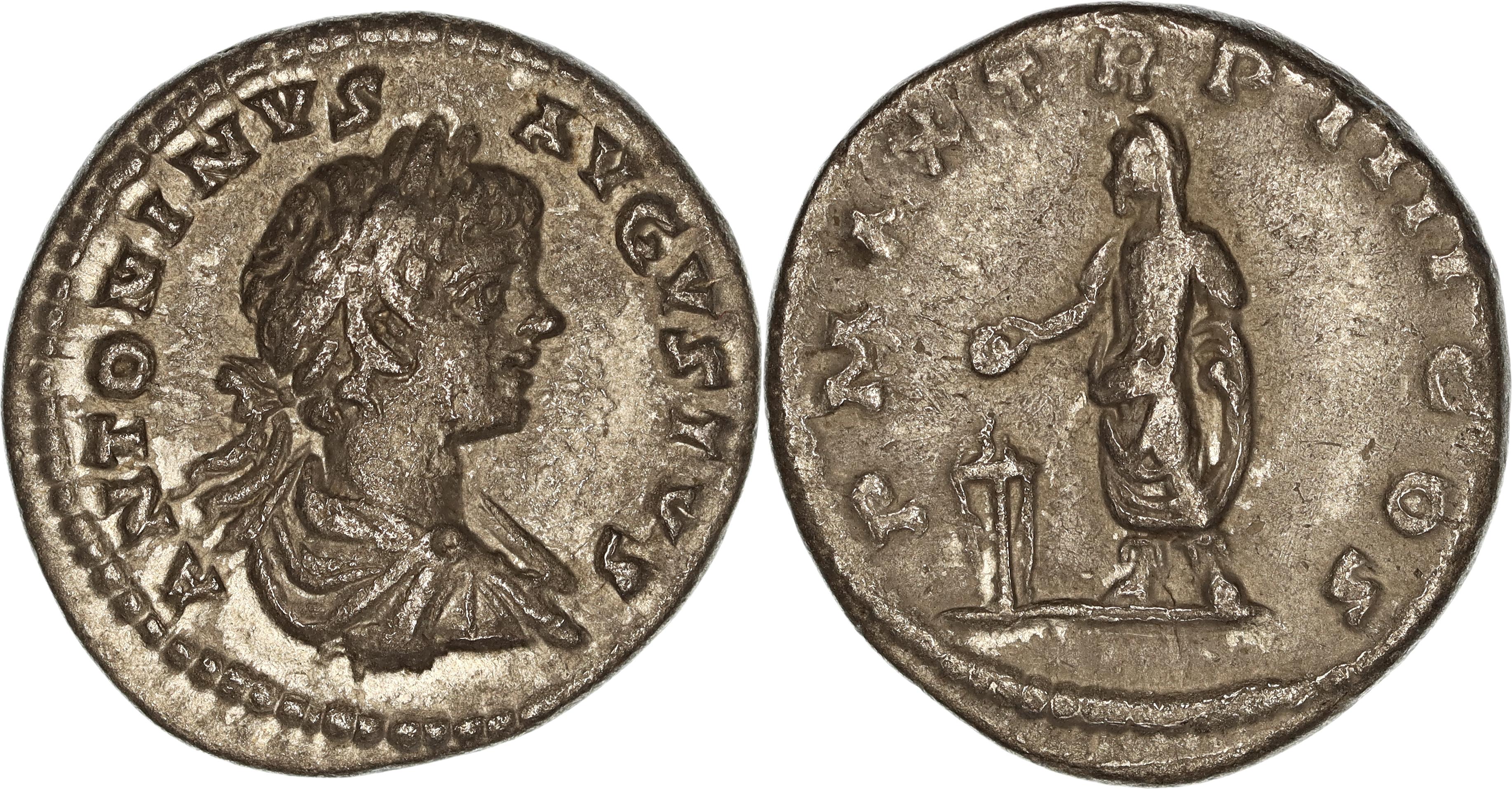 Roman Empire, Caracalla, Silver Denarius, 201 AD, nVF