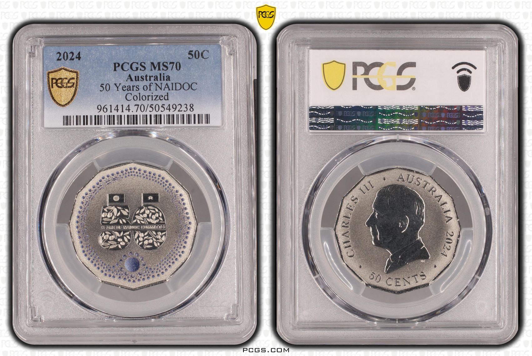 50 Years of NAIDOC - Colorized, Fifty Cent, 2024, PCGS MS70