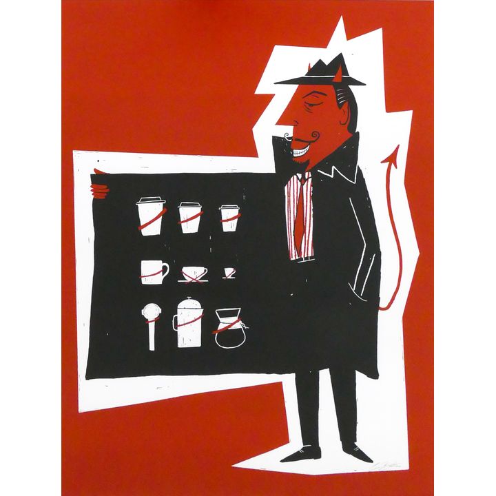 Zack Bolotin 'Coffee Salesman (Devil)' Serigraph, 2021