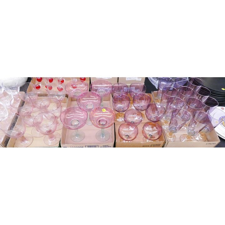 4 Boxes Pink Glass Stemware