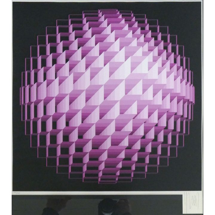 Jean Vasarely aka Yvaral ''Purple Spectrum'' S/N Serigraph Framed 25.5''x24.5''