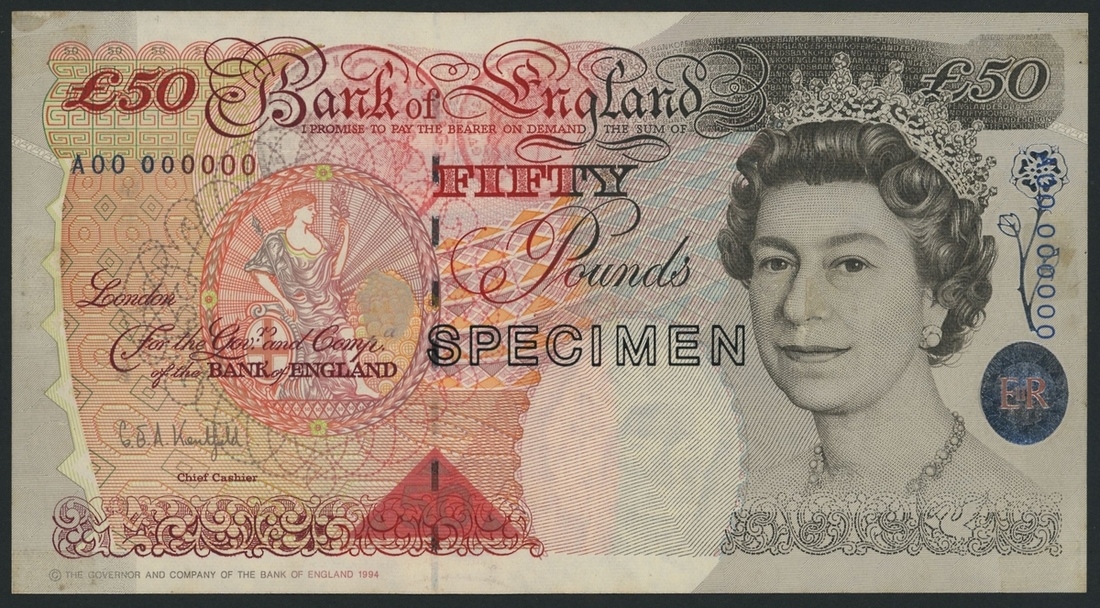 Bank of England, specimen £50, G. E. A. Kentfield, 1994-98, serial ...