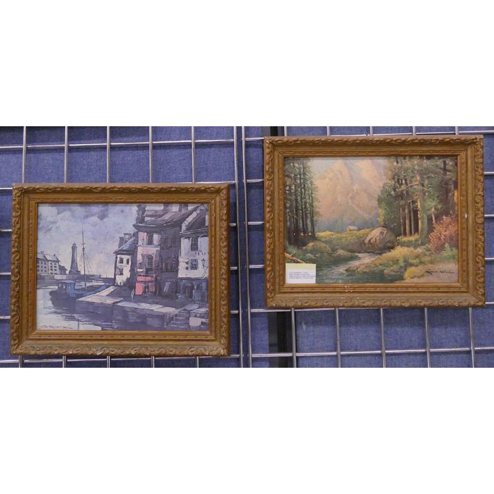 Pair Vintage Landscape Prints- 12x14'' framed