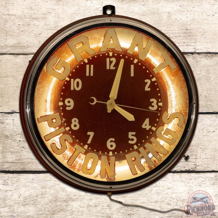Grant Piston Rings Glo-Dial Neon Advertising Clock