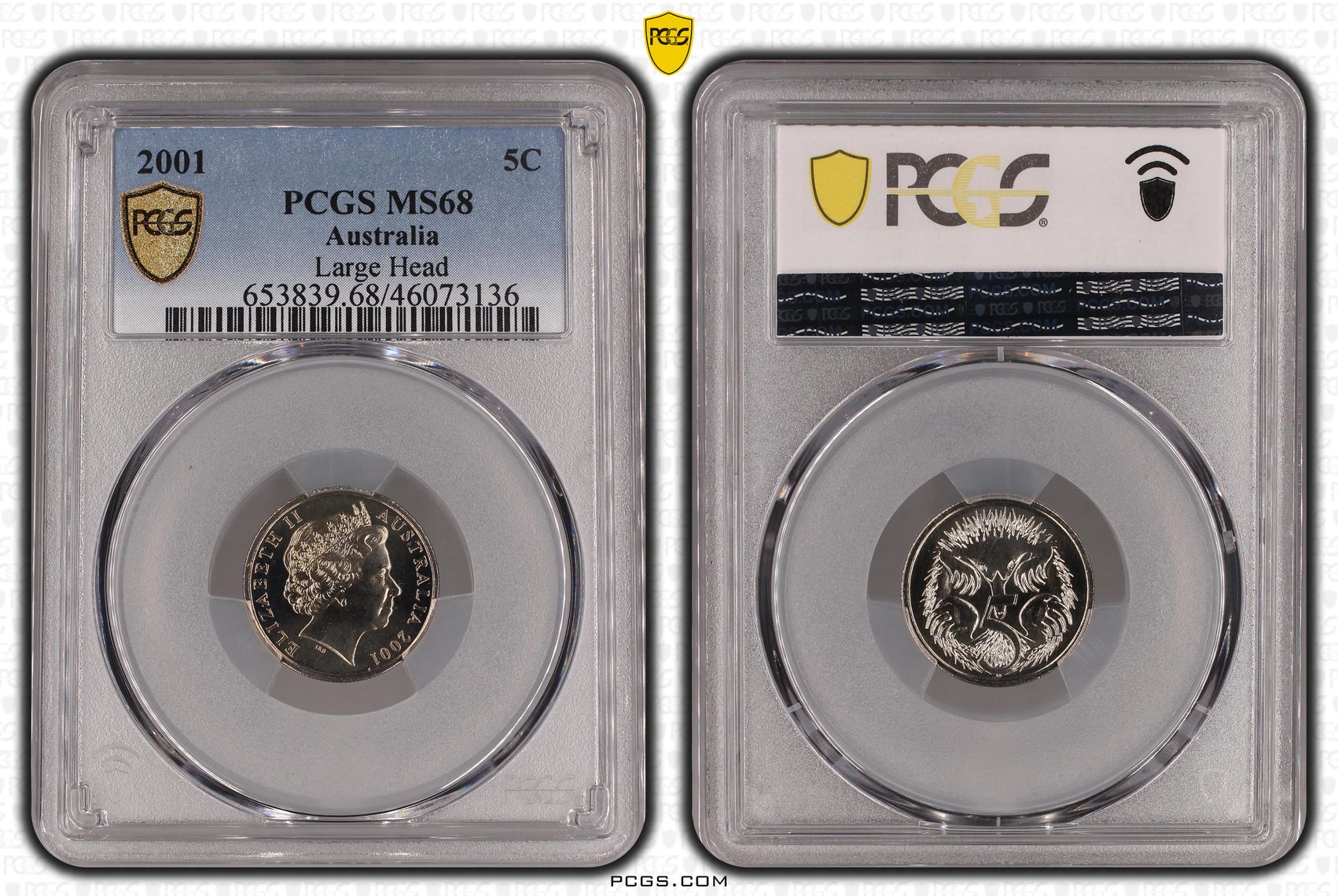 Large Head , Five Cent, 2001, PCGS MS68
