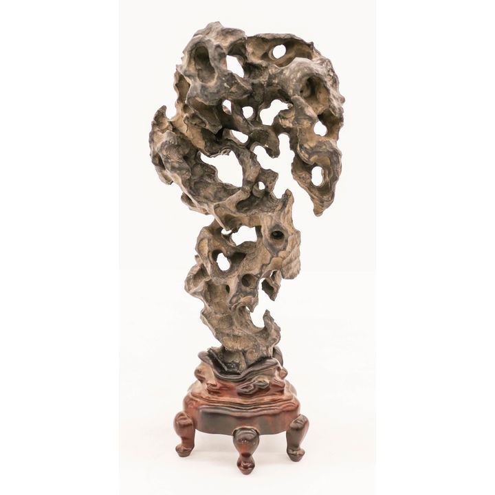 Chinese Scholar's Stone on Rosewood Stand 15''x7''
