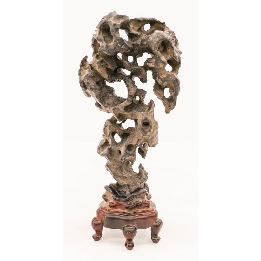 Chinese Scholar's Stone on Rosewood Stand 15''x7''