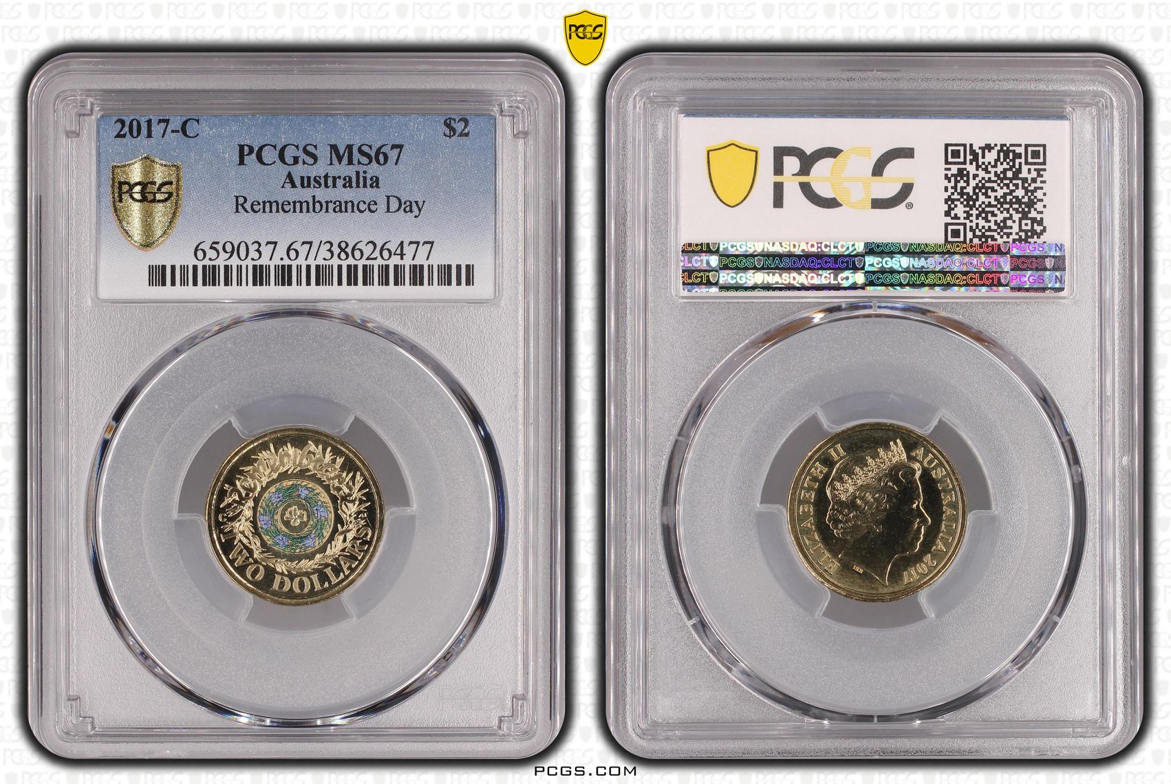 Remembrance Day Colourised, Two Dollar, 2017-C, PCGS MS67