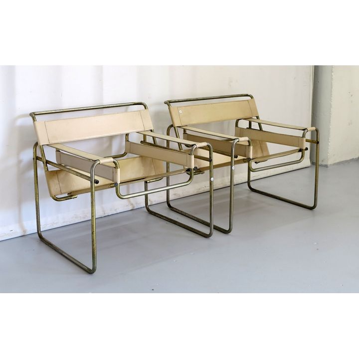 PAIR OF WASSILLY STYLE ARMCHAIRS, after a design by Marcel Breuer