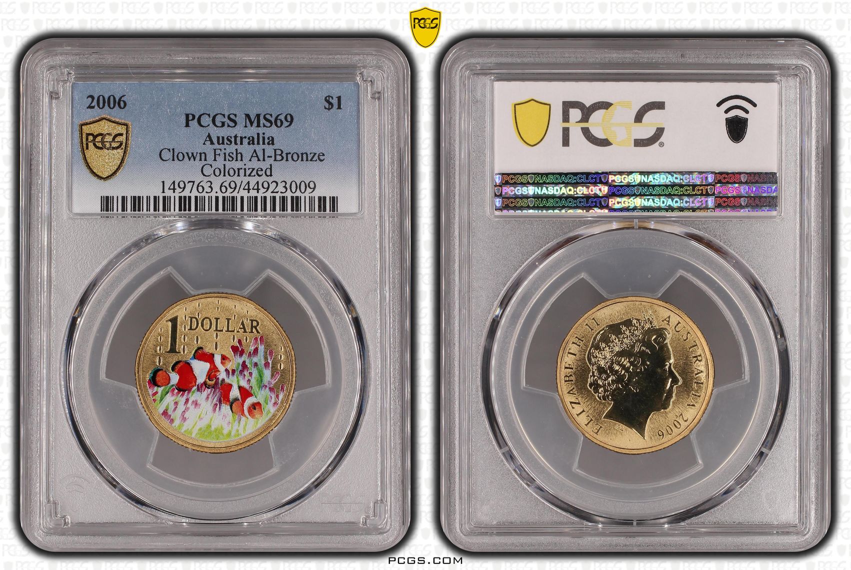2006 Australia One Dollar, $1 Clown Fish Al-Bronze PCGS - MS69 POP 15/0 -009