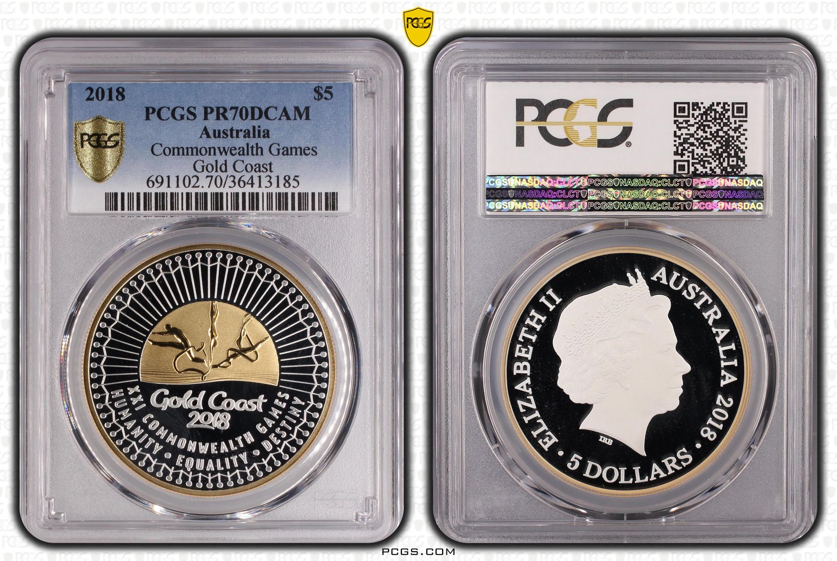 XXI Commonwealth Games Gold Coast, POP 3/0, Five Dollar, 2018, PCGS PR70DCAM