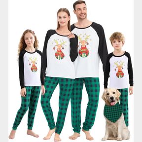 V.&GRIN MATCHING PAJAMAS FOR MENS & KIDS, FAMILY PAJAMAS SETS CLEARANCE FUNNY PRINT TOP AND PLAID PANTS PJS SLEEPWEAR GIFT