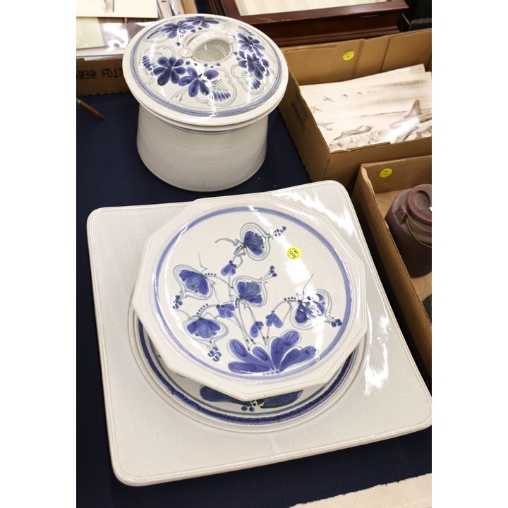 3pc Carson Studio Pottery Servers & Jar 15'' Largest