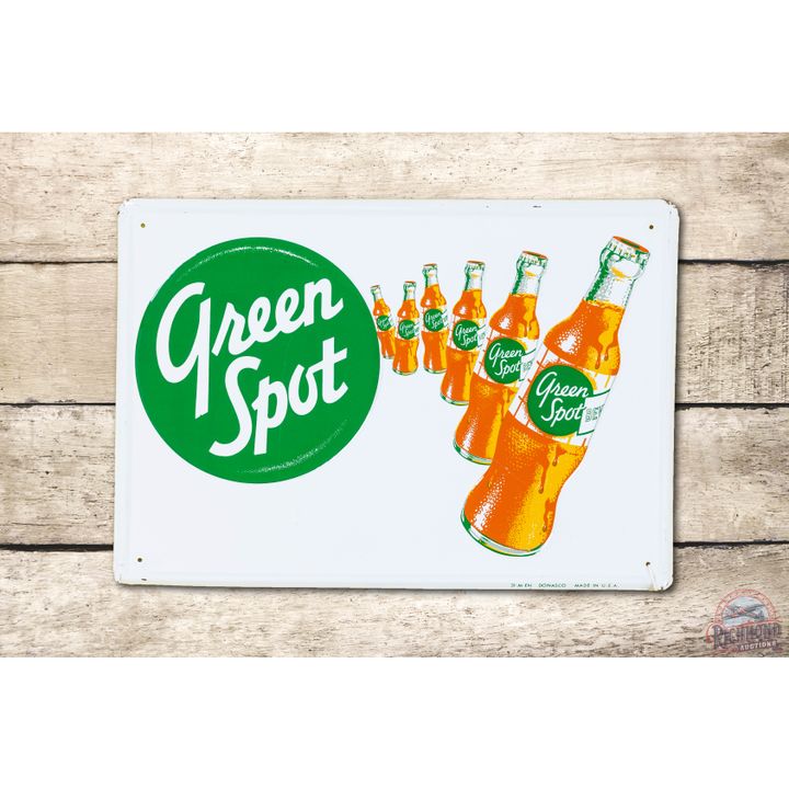 Green Spot w/ Bottles Embossed Metal Sign TAC 9