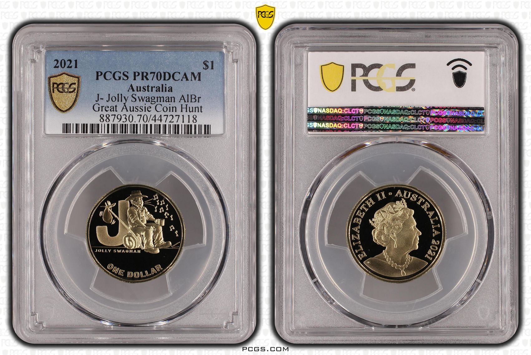 2021 Australia One Dollar, $1 J- Jolly Swagman AlBr PCGS - PR70DCAM POP 18/0 -118