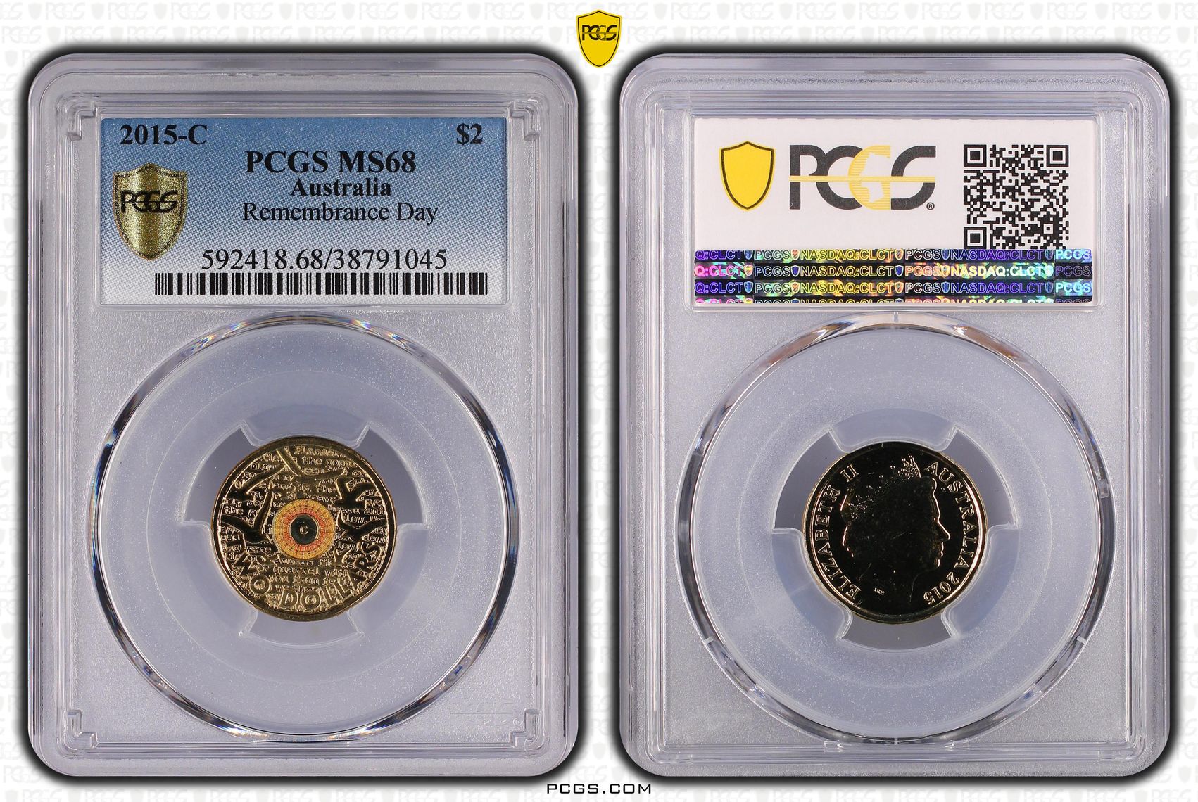 2015-C Australia Two Dollar, $2 Remembrance Day PCGS - MS68 -045