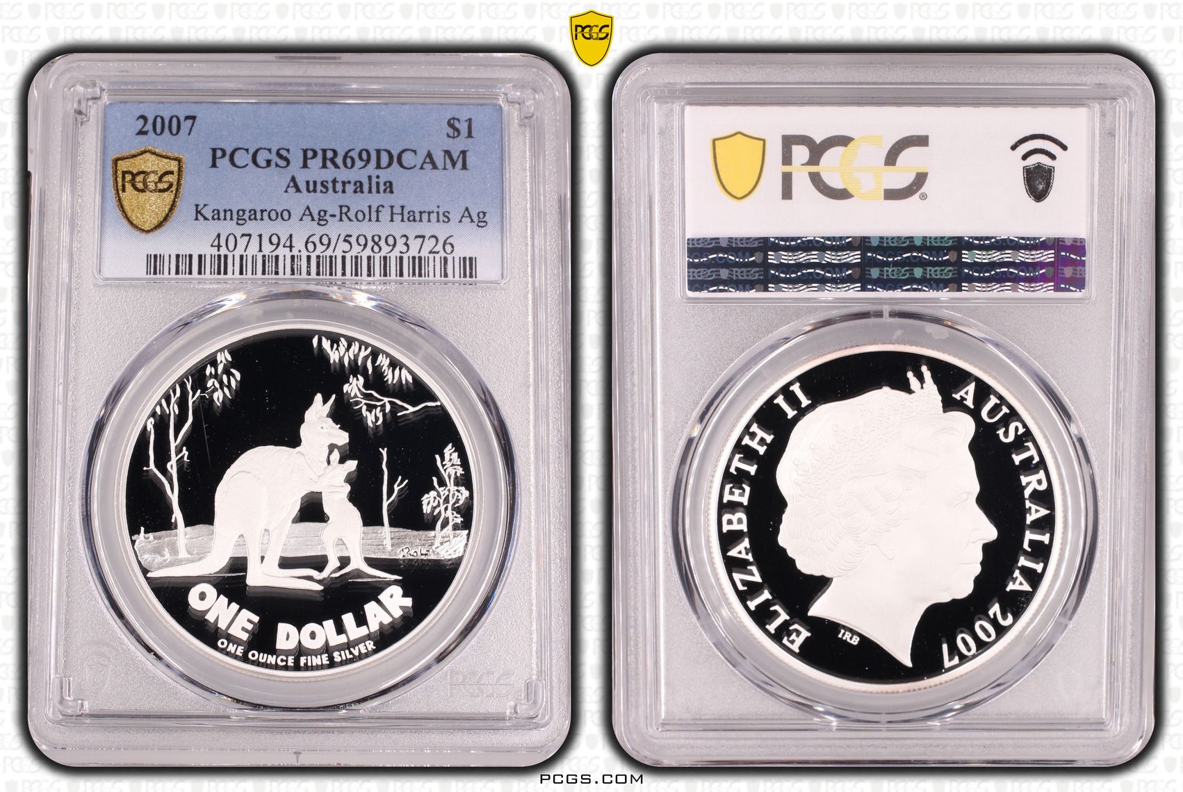 Kangaroo Ag-Rolf Harris Ag, One Dollar, 2007, PCGS PR69DCAM
