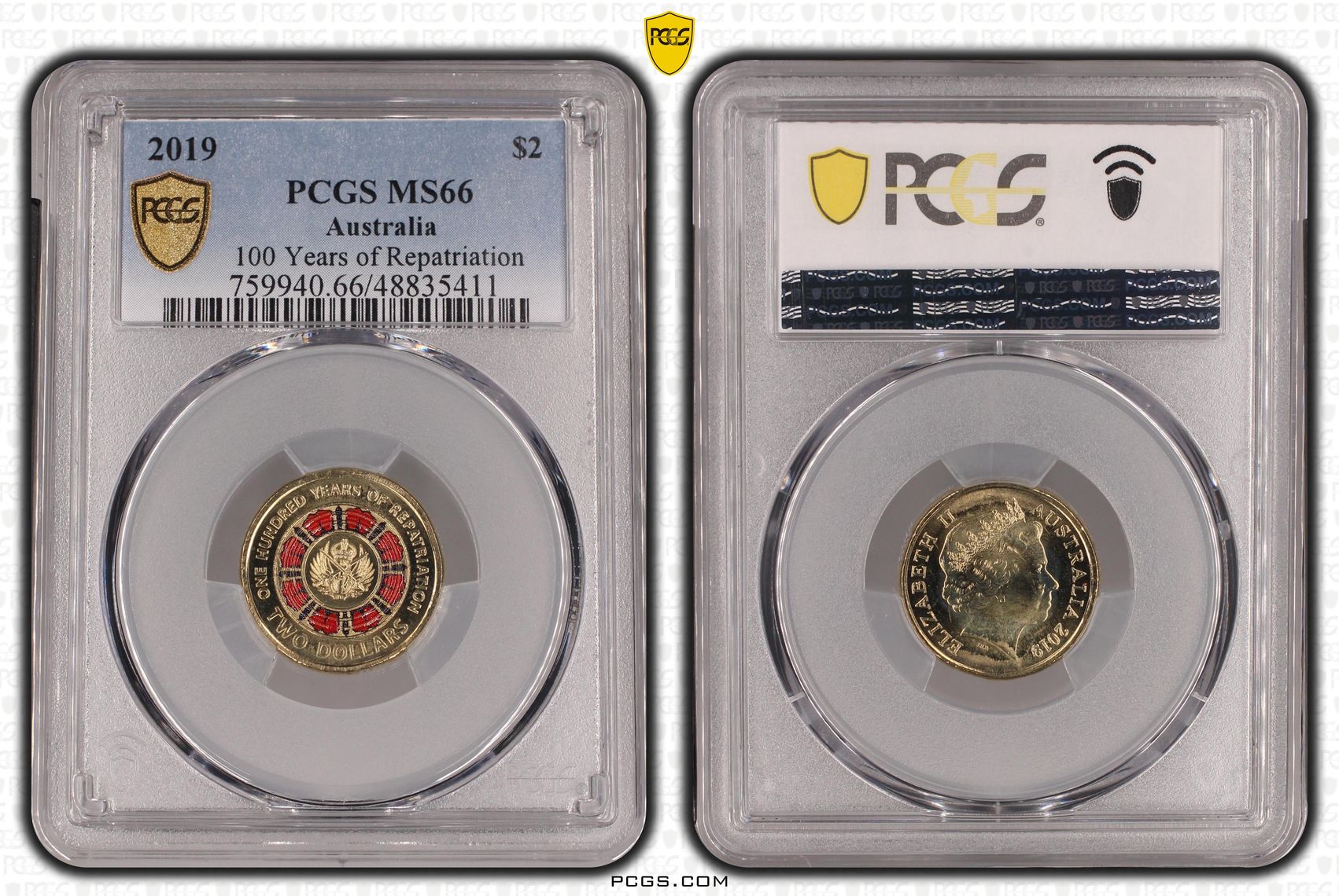 Elizabeth II, 100 Years of Repatriation - Colorized , Two Dollar, 2019, PCGS MS66
