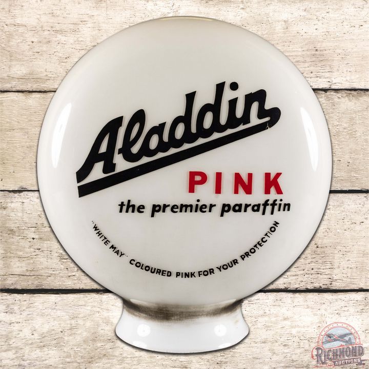 Aladdin Pink One Piece Baked Milk Glass Gas Pump Globe