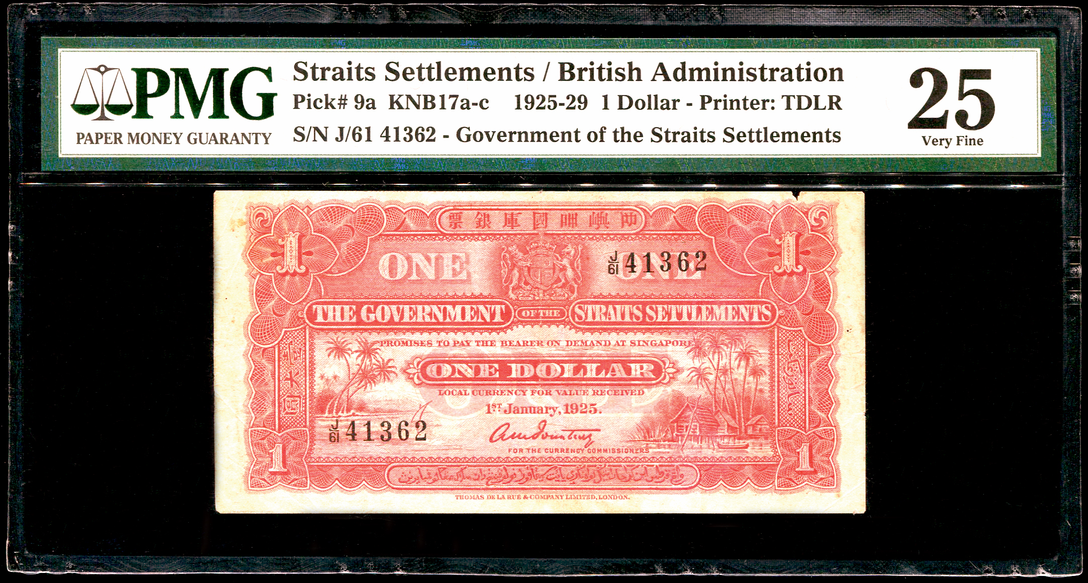 Straits Settlements, $1, 1925, PMG 25 | TRIGOMETRIC SDN. BHD.