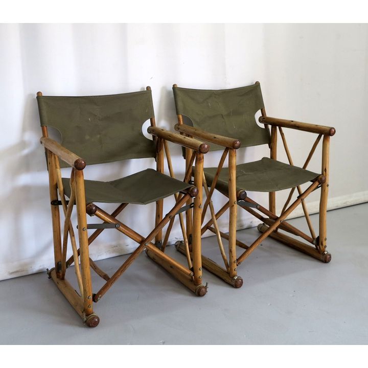 PAIR OF JUNGLE FURNITURE FOLDING CAMPAIGN CHAIRS