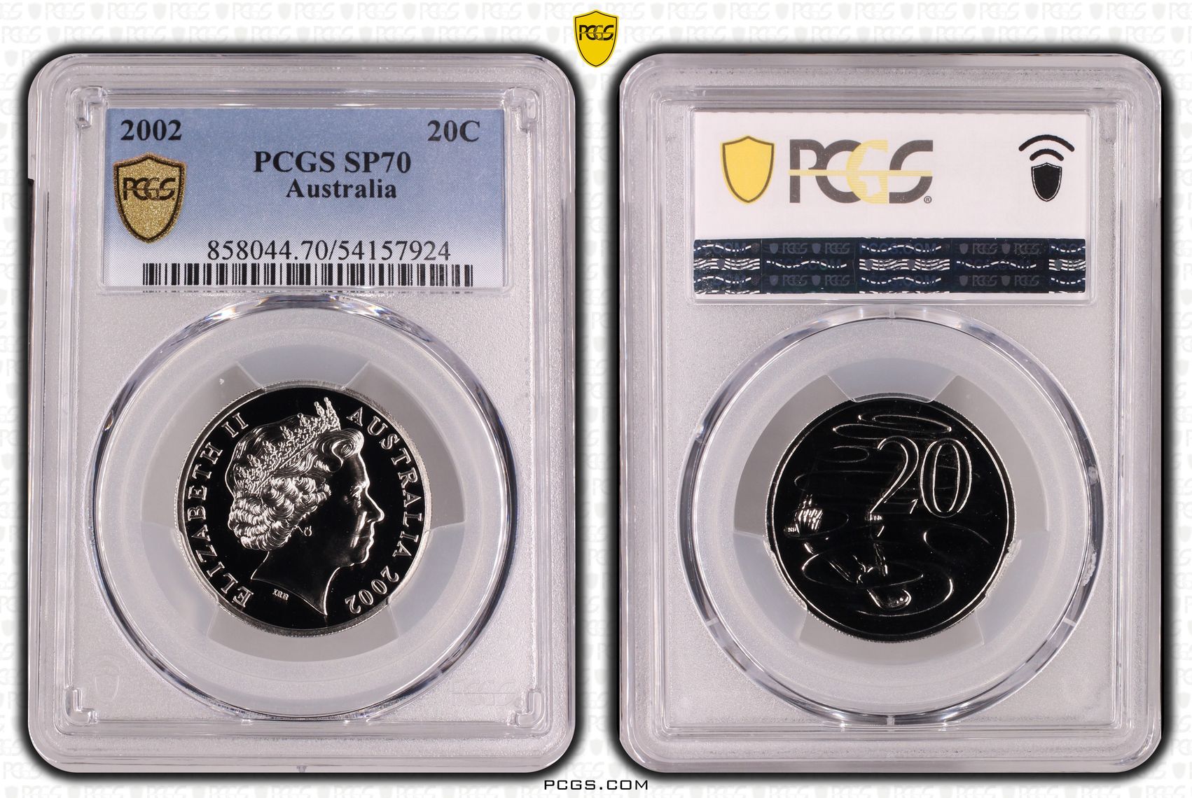 POP 3/0, Twenty Cent, 2002, PCGS SP70