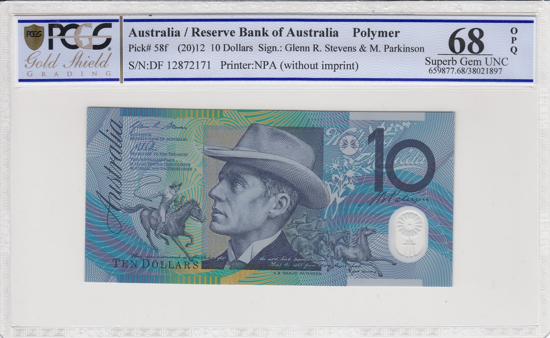 472 · Stevens/Parkinson, Ten Dollar, 2012, PCGS Superb Gem UNC 68 PPQ