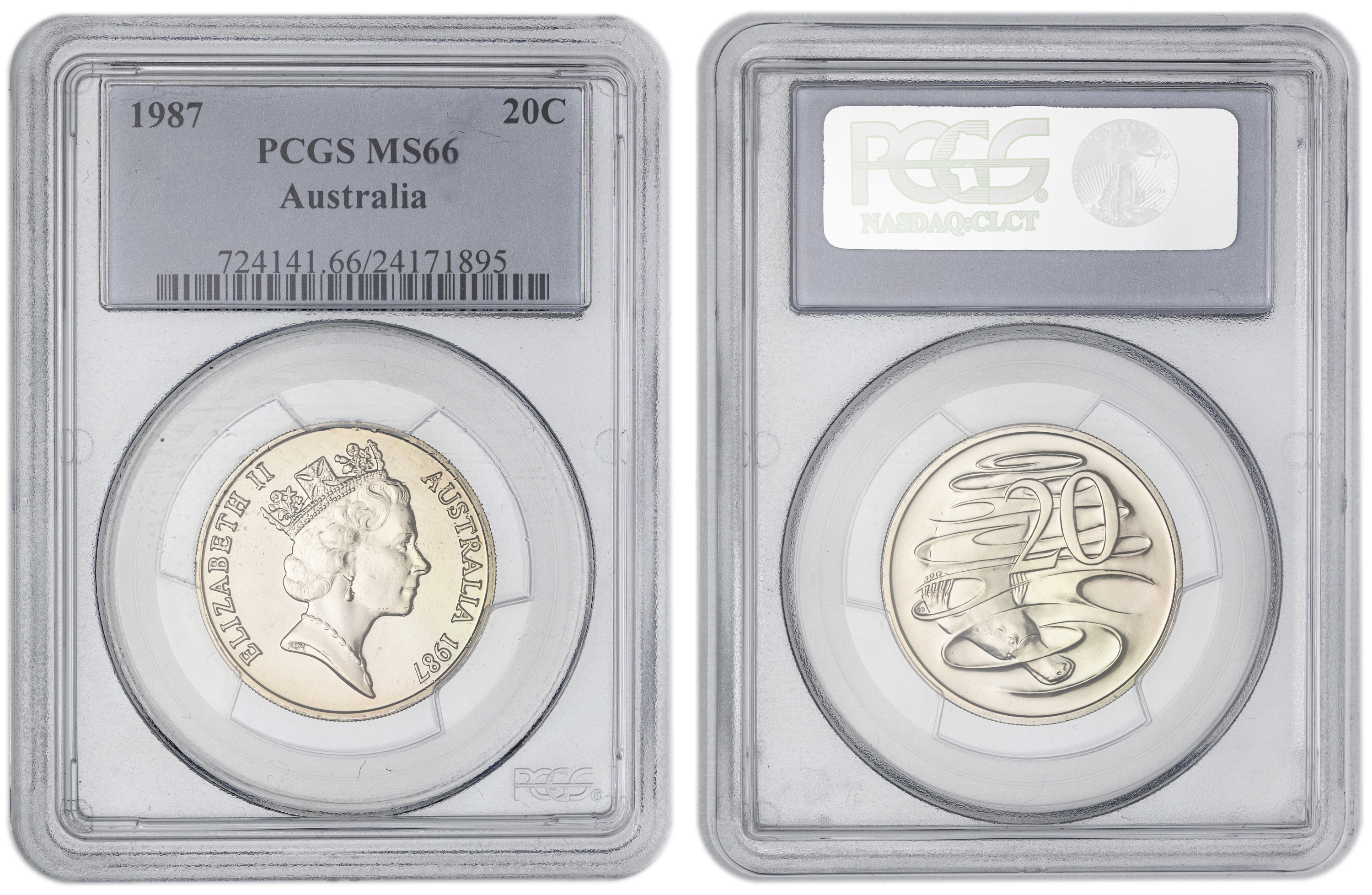 , Twenty Cent, 1987, PCGS MS66