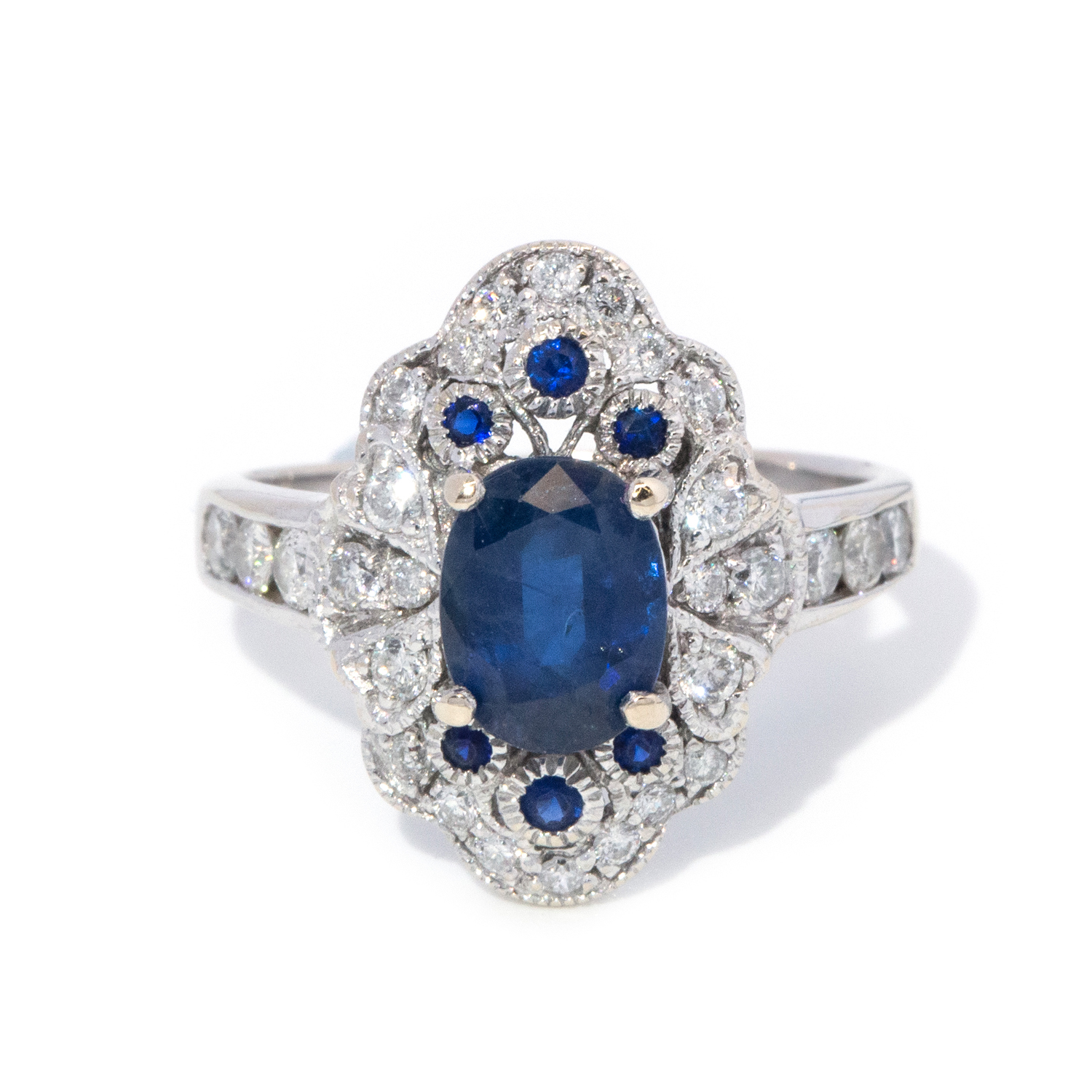 18 Carat White Gold Sapphire and Diamond Dress Ring