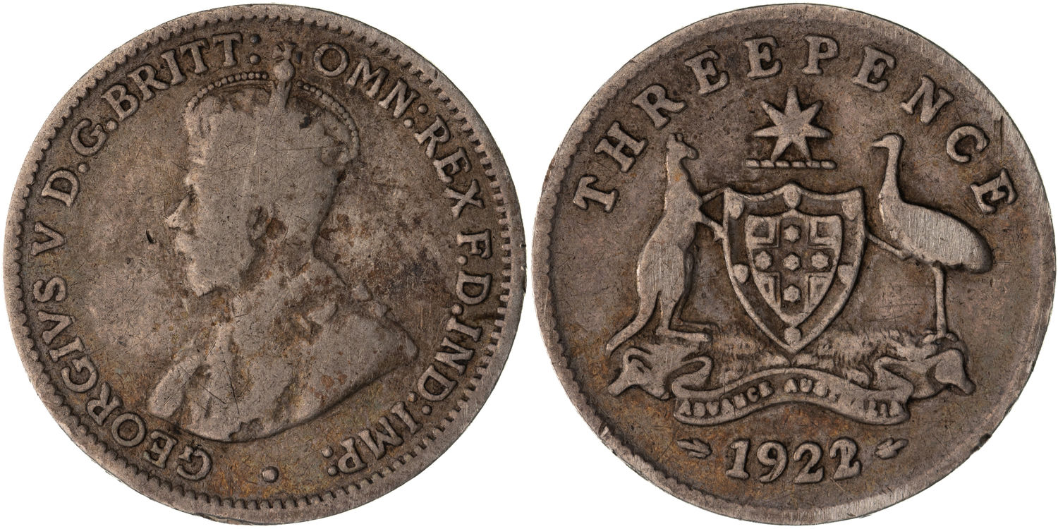 George V, Threepence, 1922/1, VG